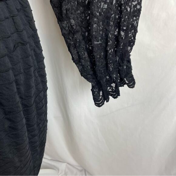 Suzanne Beto Black Ruffled Lace Boho Hippie  Whimsigoth Dress NWT Size 2X - Picture 5 of 15